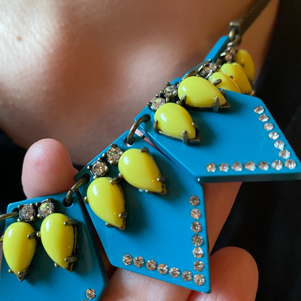 J.Crew + Lulu Frost Turquoise/Yellow Deco Necklace